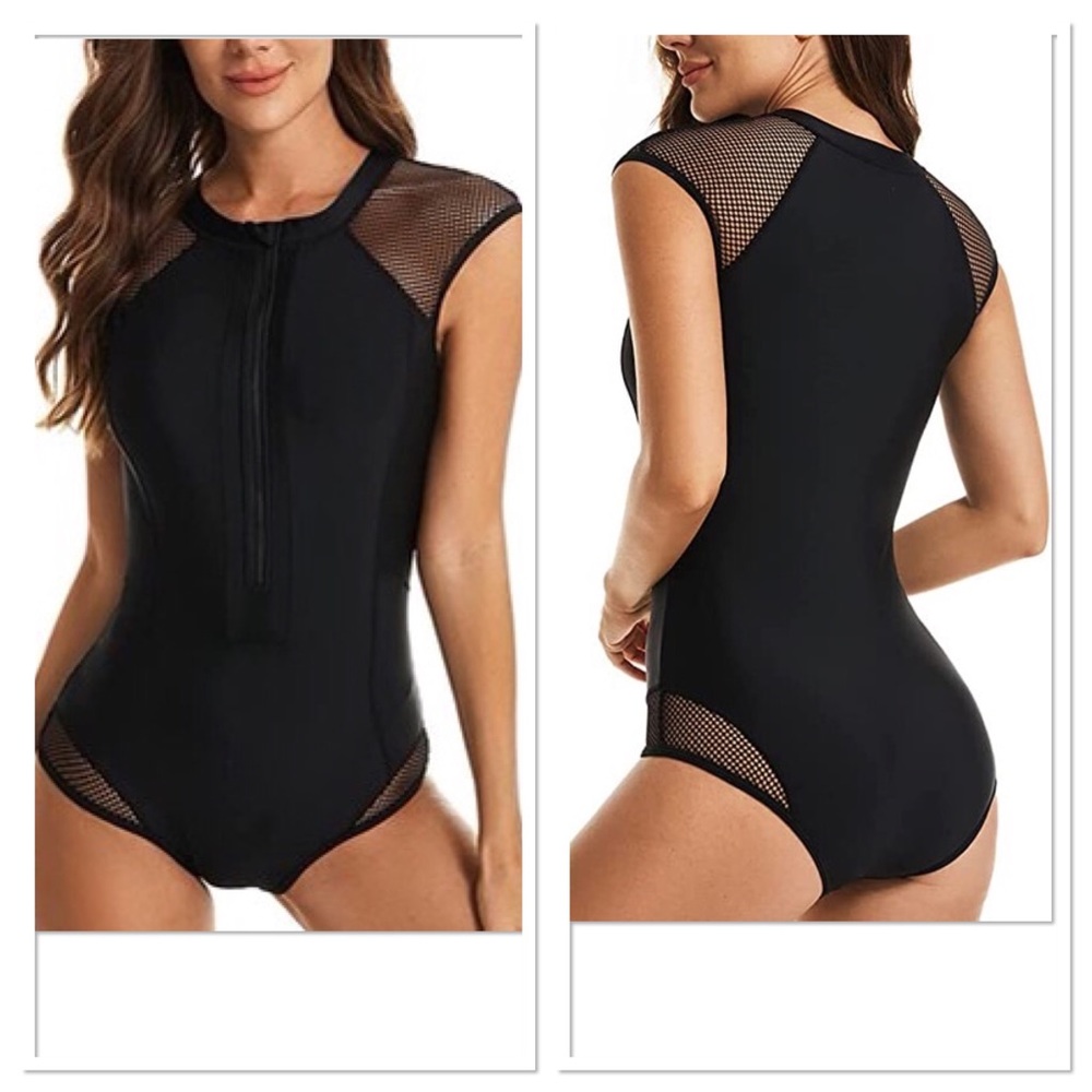 Sleeveless Rash Guard Swimsuits for Women One Piece Zipper Surfing Wetsuit